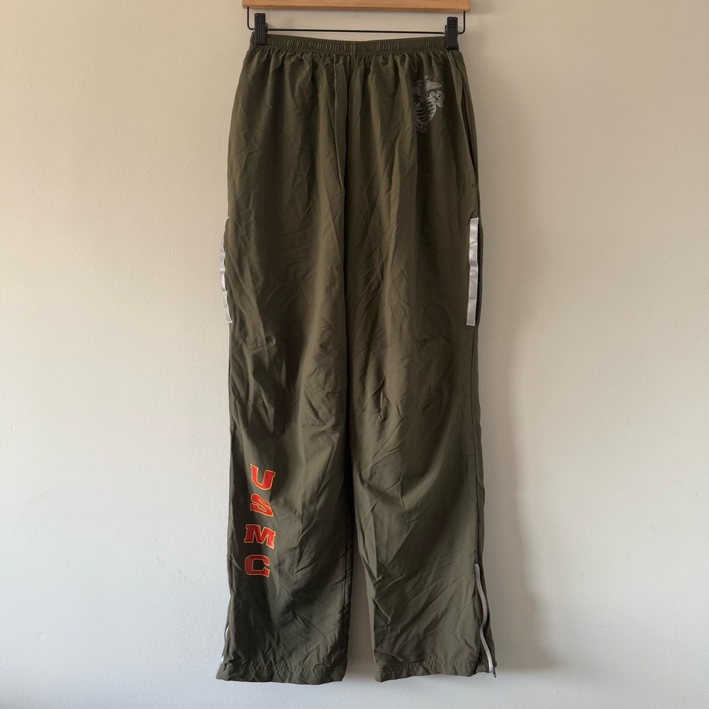 USMC Marine Corps Running Jogging Nylon Pants Mens Small Short Pull On Ankle Zip